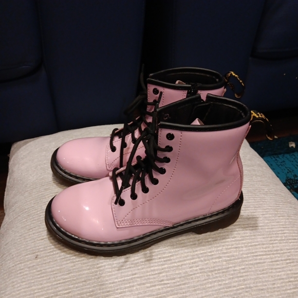 Dr. Doc Martens Zavala Combat Boots grils sizd 3 L Pink Leather Lace Up - Picture 2 of 6
